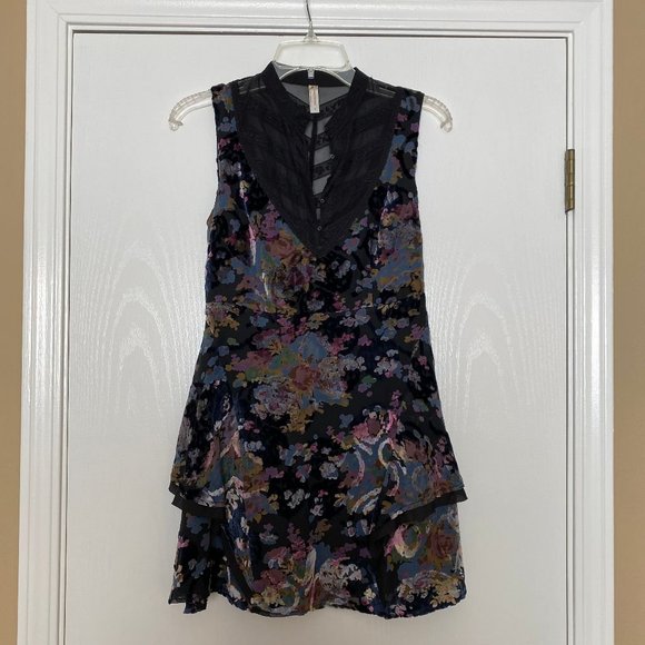 NEW free people velvet burnout mesh lace a-line dress - Picture 1 of 4